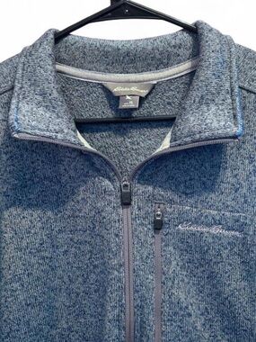 NWOT Eddie Bauer Men's Quarter-Zip Heathered Blue Sweater Pullover. Extra Large